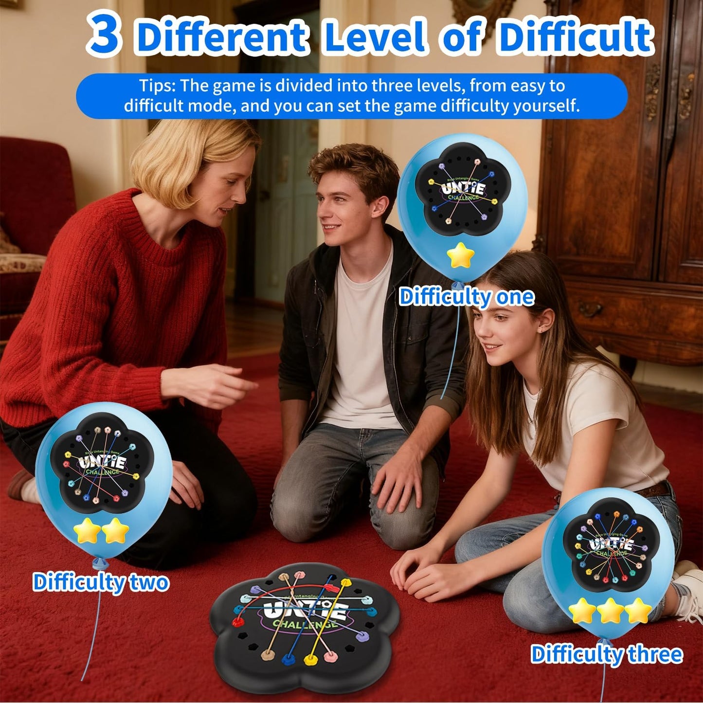 Rope Untangling Puzzle Game, Brainy Knots Game, Brainy Knots with Multi-Level Challenges, Travel Games, Board Games, Gifts for Adult