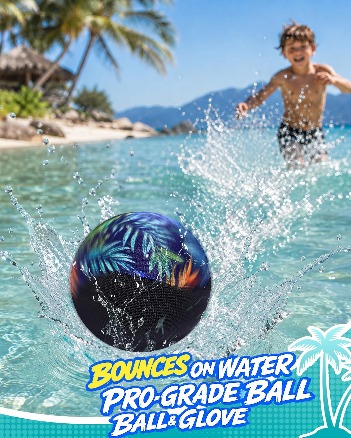 ouyhhk Water Baseball Gloves Set for Pool & Beach Games-for Beach Games & Swimming Pool Toys,1PC Water Bouncing Ball with 2PCS Pool Baseball