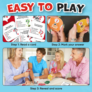 Really?! Games You Think You Know Me Fun Family Card Game for Adults Teens and Kids, 100 Question Cards with 500 Answers, Guessing Game with Number