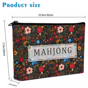 UntilPlan American Mahjong Empty Bag,Thickened American Mahjong Tiles Bag with Zipper Storage Pouch Printed,Tile Holder Rack Bag for Game Lover Gift
