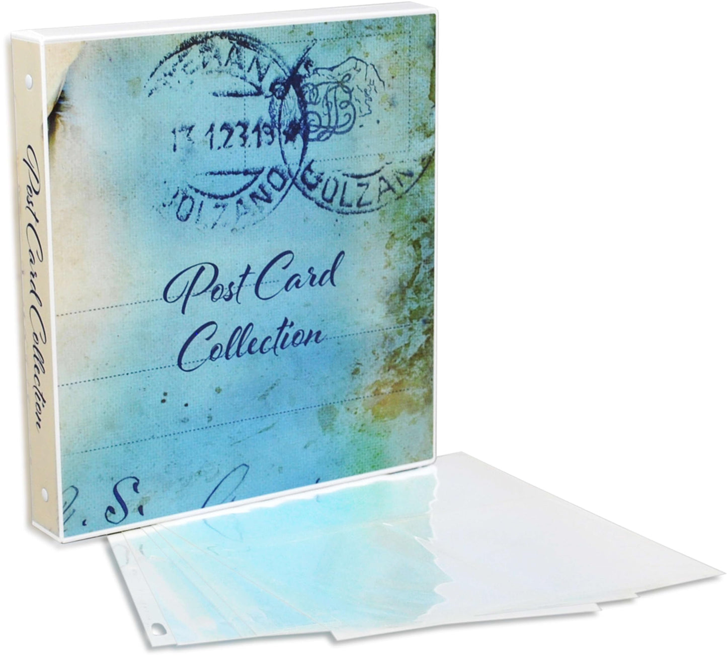 UniKeep Postcard Collector Storage Case with 20 Pages - Holds up to 120 Postcards Measuring 4" x 6" - Additional Pages Can Be Added (Blue)