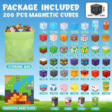 LAYVIC 200PCS Magnetic Building Blocks, Magnet Toys Magnetic Cubes, Magnetic Blocks for Kids Ages 4-8, Stacking Magnet Blocks STEM Building Toys