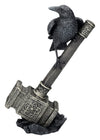 Pacific Giftware Thor's Hammer Figure with Raven Viking Odin Decoration - Norse Mythology Collectible Statue, Bronze