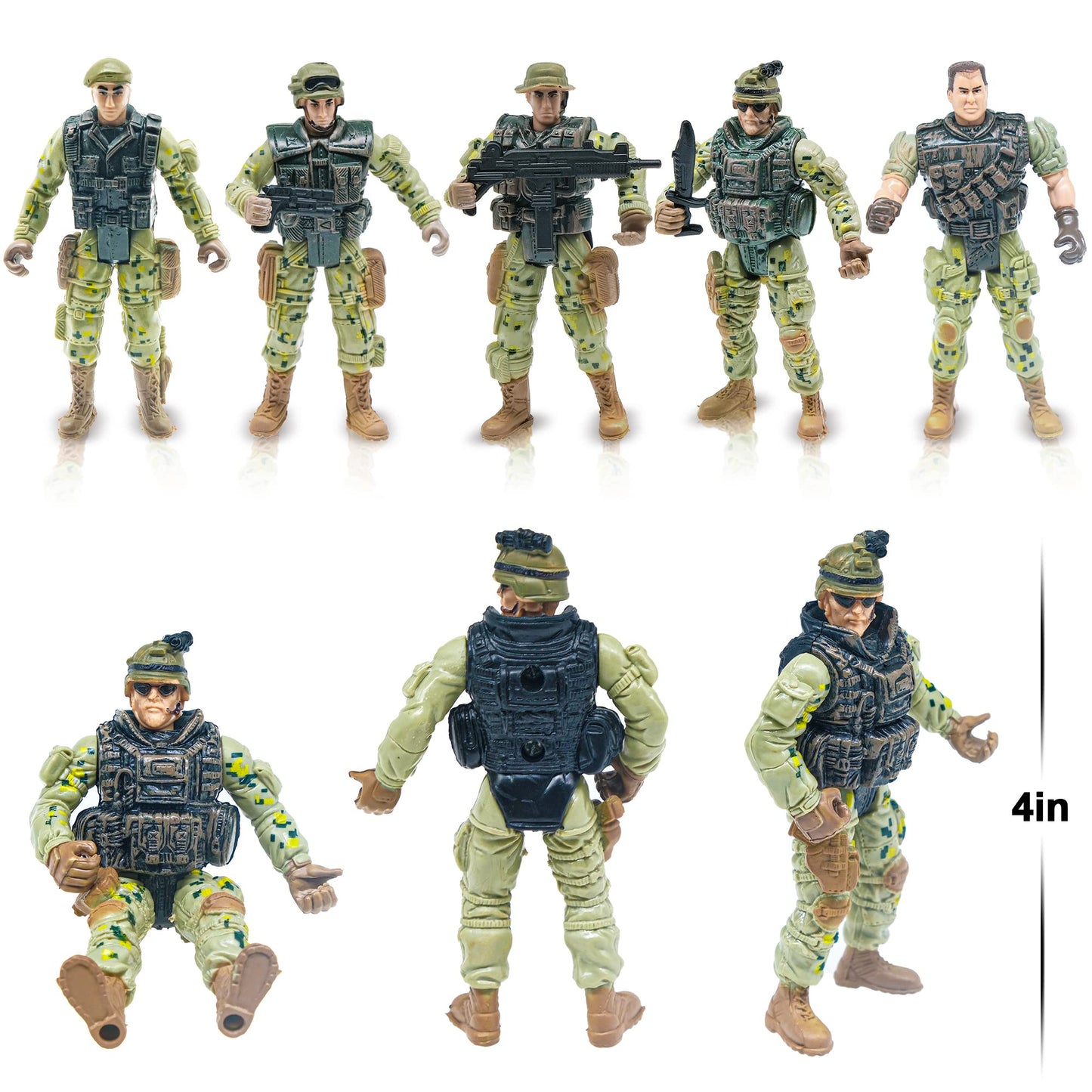 MISTBUY Military Vehicles Toys Playset with Army Men Action Figures, Helicopter, Armored Vehicle, Truck, Motorcycle, Tent and Dog for Pretend Play