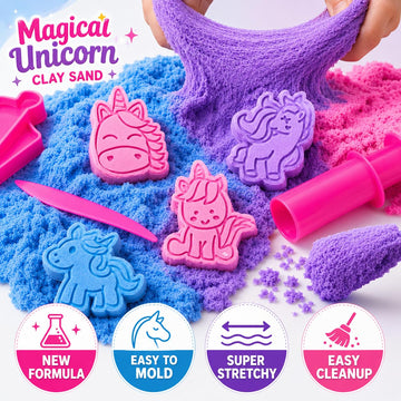 Carolart Unicorn Cloud Sand Sensory Kit, Sand Toys for Kids, Play Sand