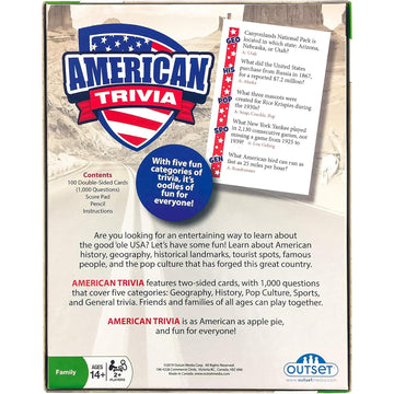 Outset Media American Trivia Game (Amazon Exclusive) - 5 Categories to Choose from and 1,000 Questions - for Ages 14 and up