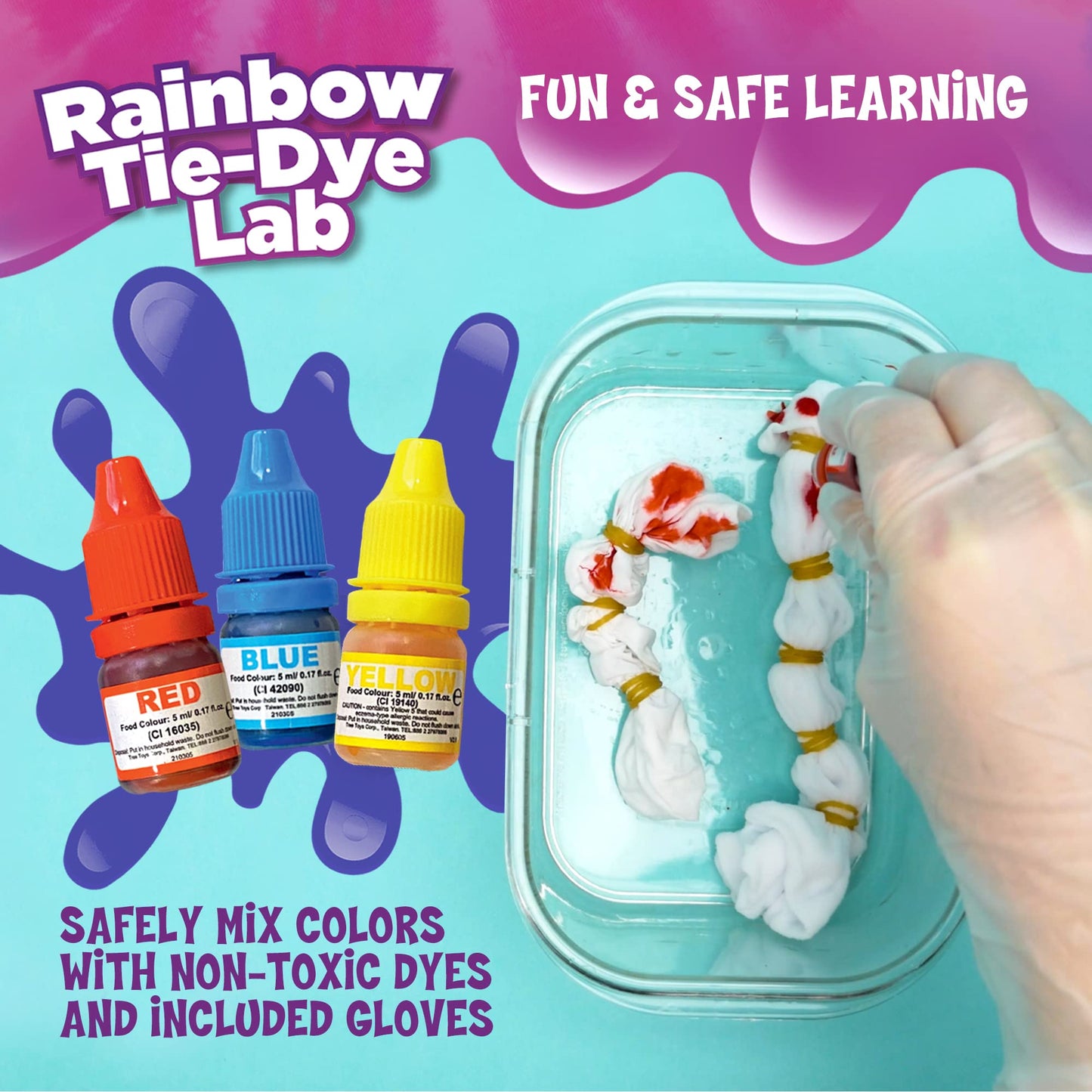 Thames & Kosmos Ooze Labs Rainbow Tie-Dye Lab STEM Experiment Activity Kit | Design & Make Your Own Tie-Dye Socks & Scrunchies | Explore The Science