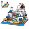 GHQYTPR Santorini Building Block Set 1372 Pcs Greece Aegean Sea Architecture Model Kit for Adults & Teens Romantic Island Skyline Construction Project