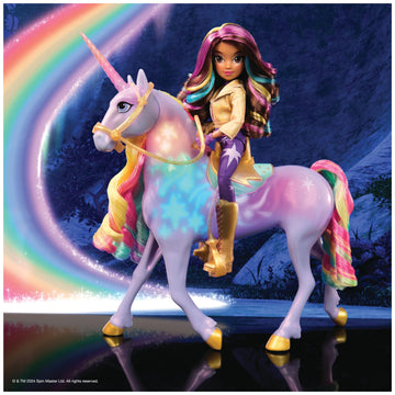 Unicorn Academy - Sophia and Light Magic Wildstar Deluxe Set, 28 cm Unicorn with Light Effects and Music, 24 cm Dressing Doll, Suitable for Netflix