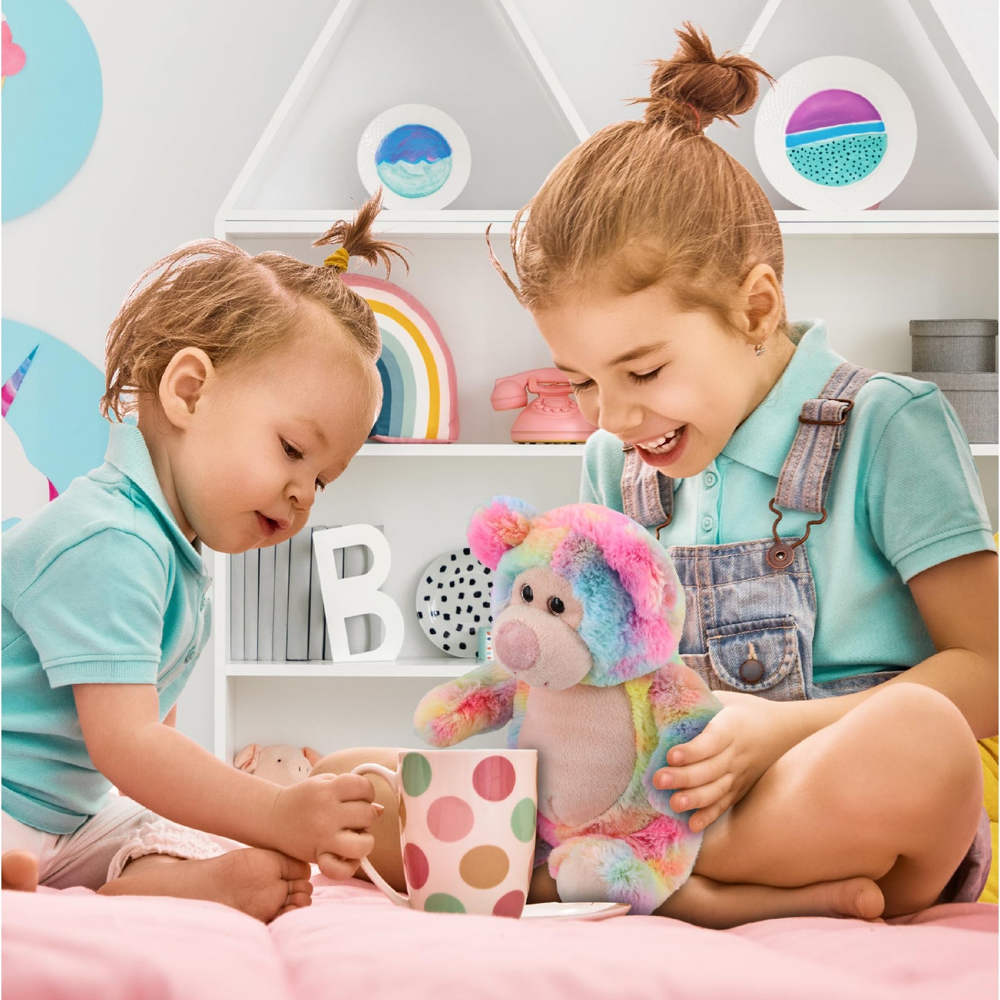 DolliBu Rainbow Bear Stuffed Animal - Soft Huggable Teddy Bear Stuffed Toy, Adorable Playtime Wildlife Plush Toy, Cute Cuddle Gifts for Kids