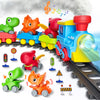 Train Set for Toddlers with Steam, Music, Lights and 3 Dinosaur Cars