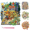 4 Sets 3D Scene Stickers for Adults & Teens - Large-Size Miniature Room Scene Stickers for Stress Relief, with 1 Tweezer | Oil Painting Style: Van