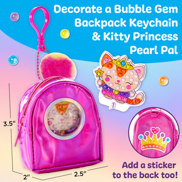 Creativity for Kids Bubble Gems Backpack Keychain: Kitty Princess, Mini Diamond Painting Kits for Kids, Arts and Crafts for Kids, Easter Basket