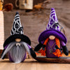 Halloween Gnome 2Pcs Handmade Plush Witch Vampire Dolls with Black Witch Cloak Hat Pumpkin Spider Tomte Elf Ornaments Decoration Set Gifts