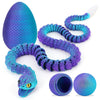 3D Printed Snake Eggs, Easter Egg Filled with Toy - Basket Essentials for Kids Boy Girls, Flexible Articulated 3D Printed Animal Fidget Toys (Cyan