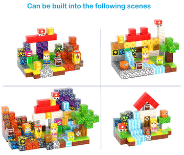 FXLYNAF Magnetic Blocks, 200-Piece 0.8in Build Knight&Princess Magnet Game Set, Stacking Building Blocks Cubes Magnets for Kids, STEM Sensory Creative