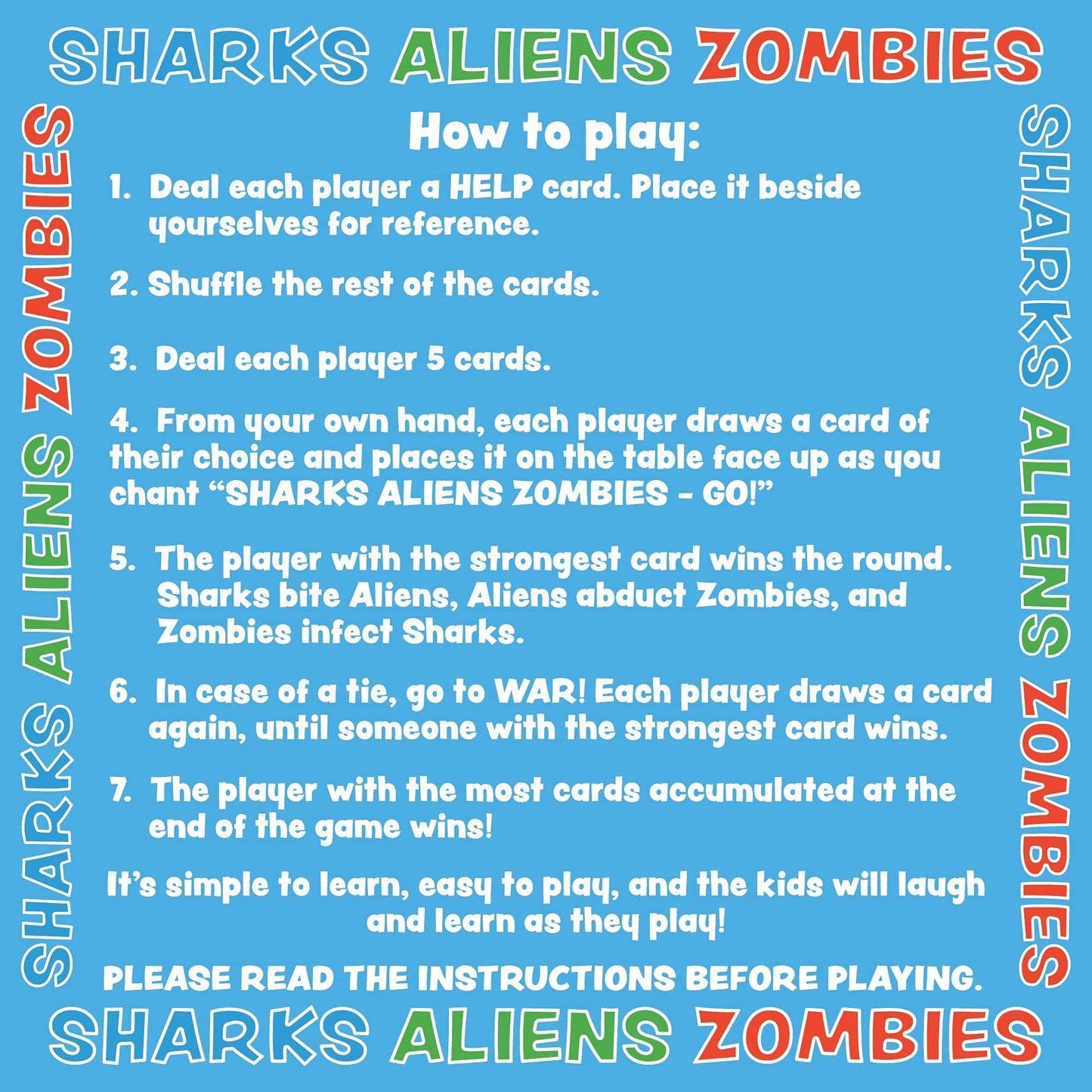 TheGag Sharks Aliens Zombies: Fun Card Game for Kids Played Like Rock Paper Scissors War for Family Game Night Gift Giving Stocking Stuffer