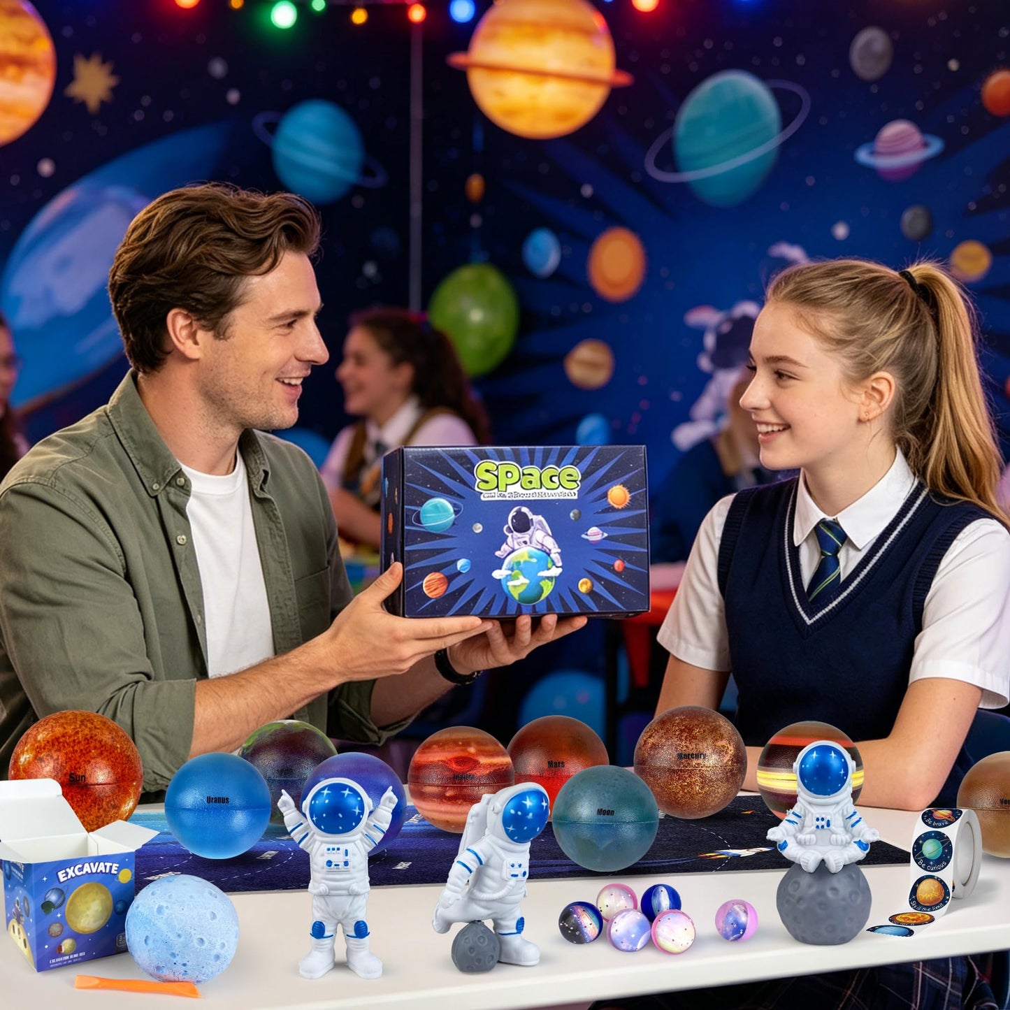 25 PCS Solar System Planets Toys for Kids Outer Space Toys Planet Balls Education Gift for Boys Girls Age 3 5 8 10 Explore Universe Science Playroom