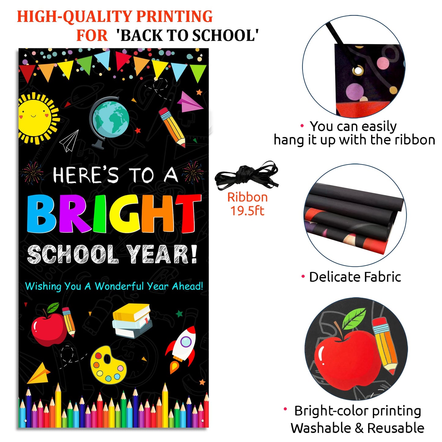 Back to School Decorations, First Day of School Decorations, 3PCS Welcome Back to School Banner, Wall Hanging Porch Banner for Classroom School