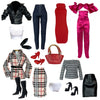 Eledoll Clothes Deluxe Fashion Pack for 11.5 inch Doll Busy Week Boss Lady I Black Jacket Jumpsuit Red Dress Red Purse
