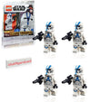 LEGO Star Wars The Clone Wars Minifigure - 501st Legion Clone Trooper with Blaster and Minifigureland Tile (75280) 4 Pack