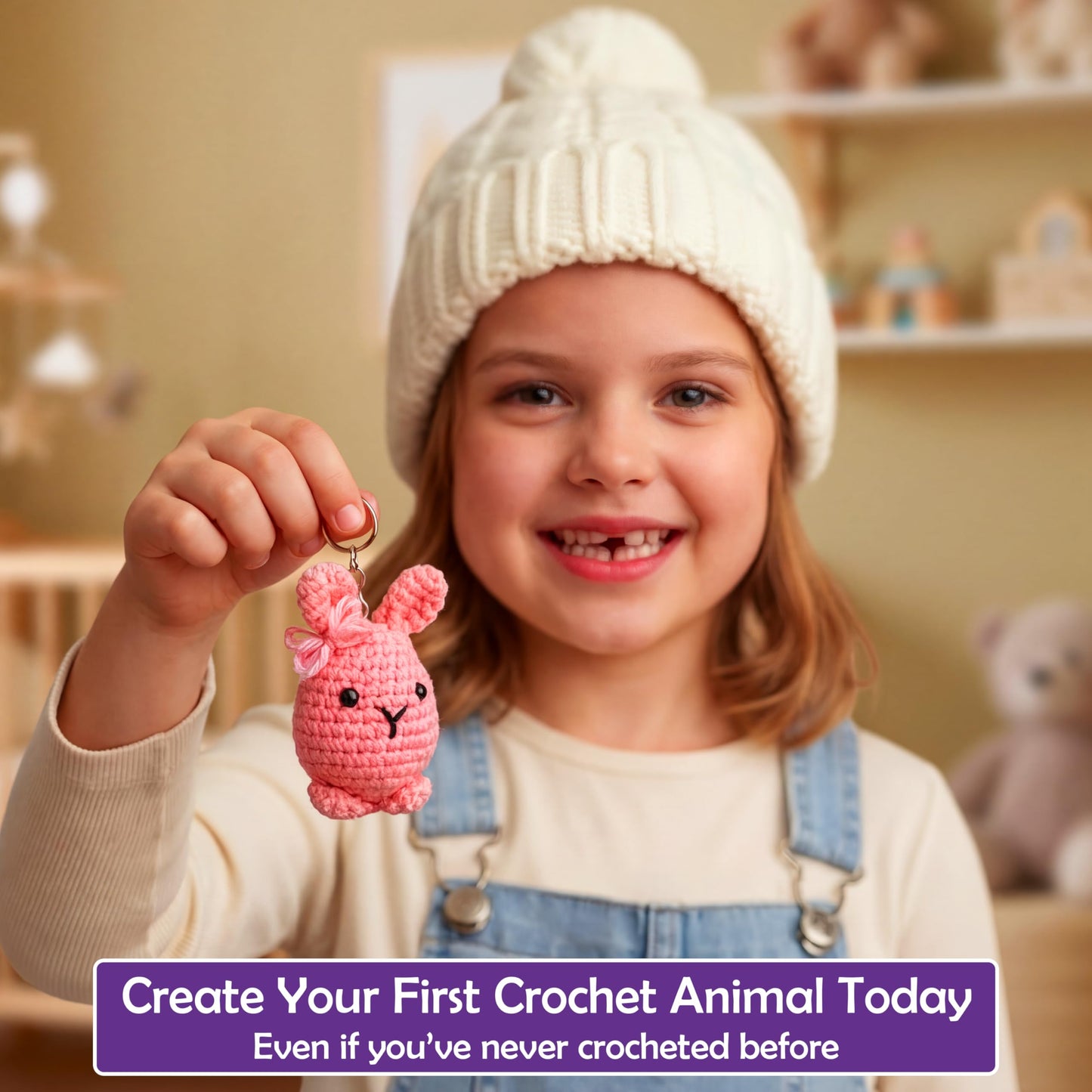 A-URA Learn to Crochet Kit for Beginners Kids and Adults, Premium 4 Animal Pattern Beginner Crochet Kits with Easy Tube Yarn & Step-by-Step Video