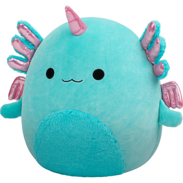 Squishmallows Original 14in Bellamy The Teal Axolotl Alicorn with Pink Shimmery Accent - Official Jazwares Plush (Large) (Amazon Exclusive)