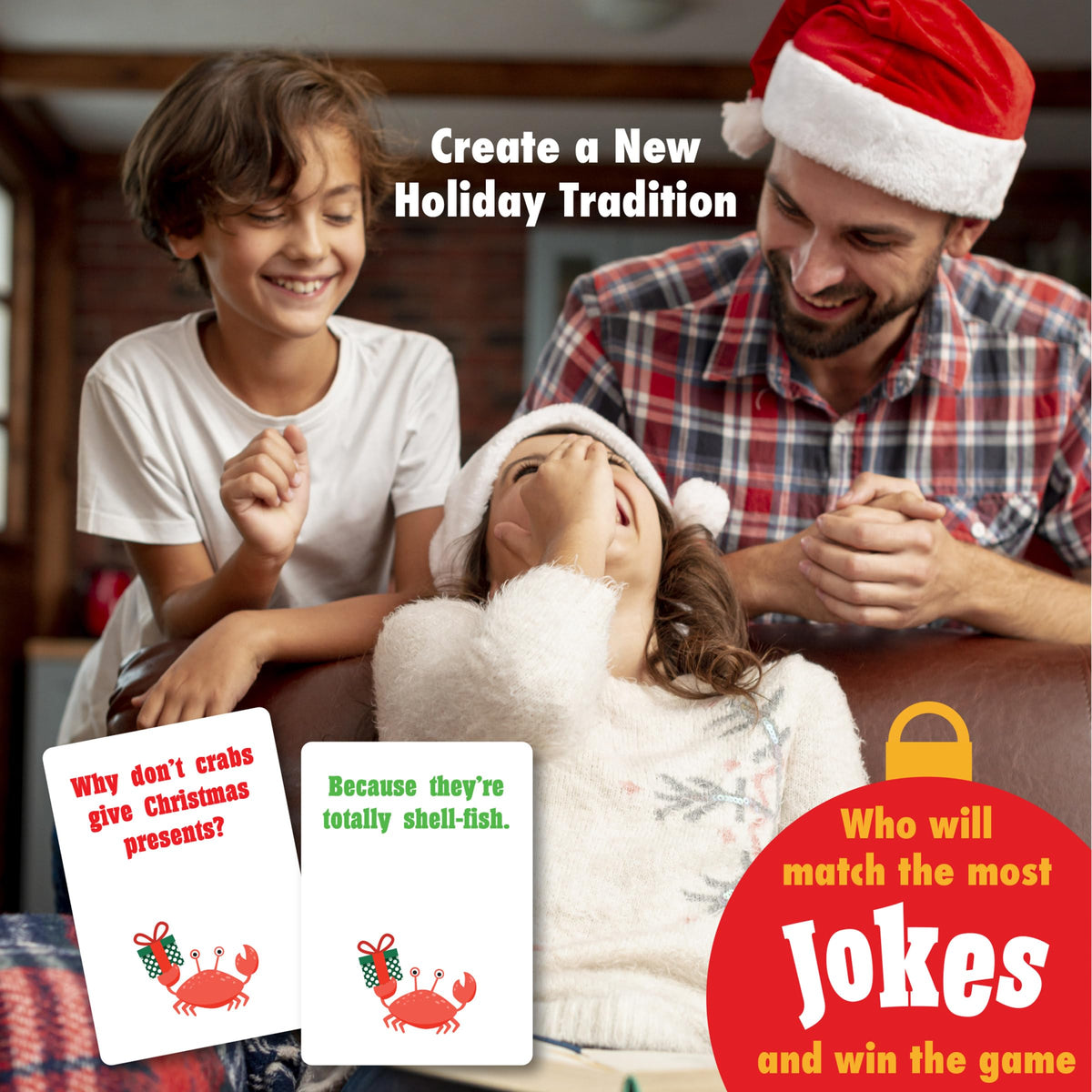 Dad Jokes Holiday Edition Christmas Family Party Game, 2-6 Players Ages 8+