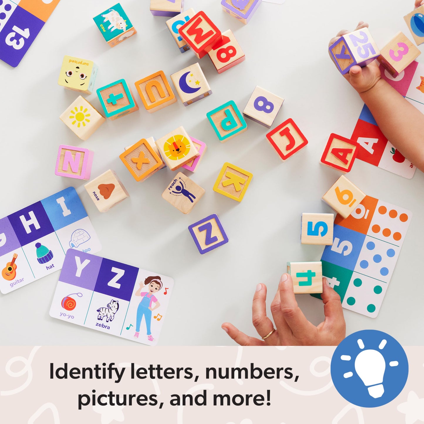 Melissa & Doug Ms. Rachel Letter, Number, and Game Wooden Learning Blocks with Activity Cards for Girls and Boys Toddlers Ages 18 Months+ - FSC