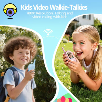 Video Walkie Talkies for Kids, Rechargeable Kids Walkies Talkies 2 Pack, Indoor Outdoor Toys for Game Party Camping, Christmas Birthday for Aged 3 4 5