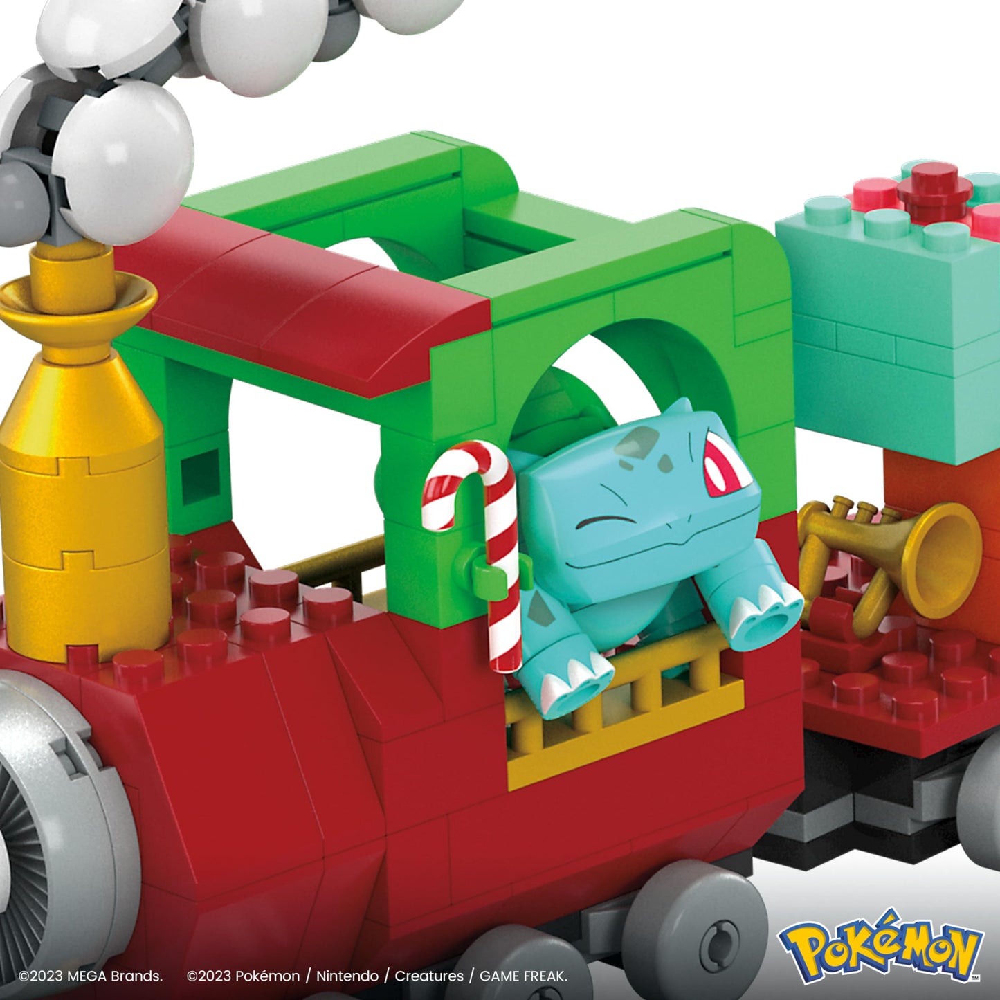 MEGA Pokemon Action Figure Building Toys, Holiday Train with 373 Pieces, 4 Poseable Characters, Gift Idea for Kids