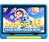 URAO Kids Tablet, Android 16 Tablet for Kids 10 inch with Case, 64GB 1TB TF Card Expandable for Toddler Children, Parental Control, Dual Camera