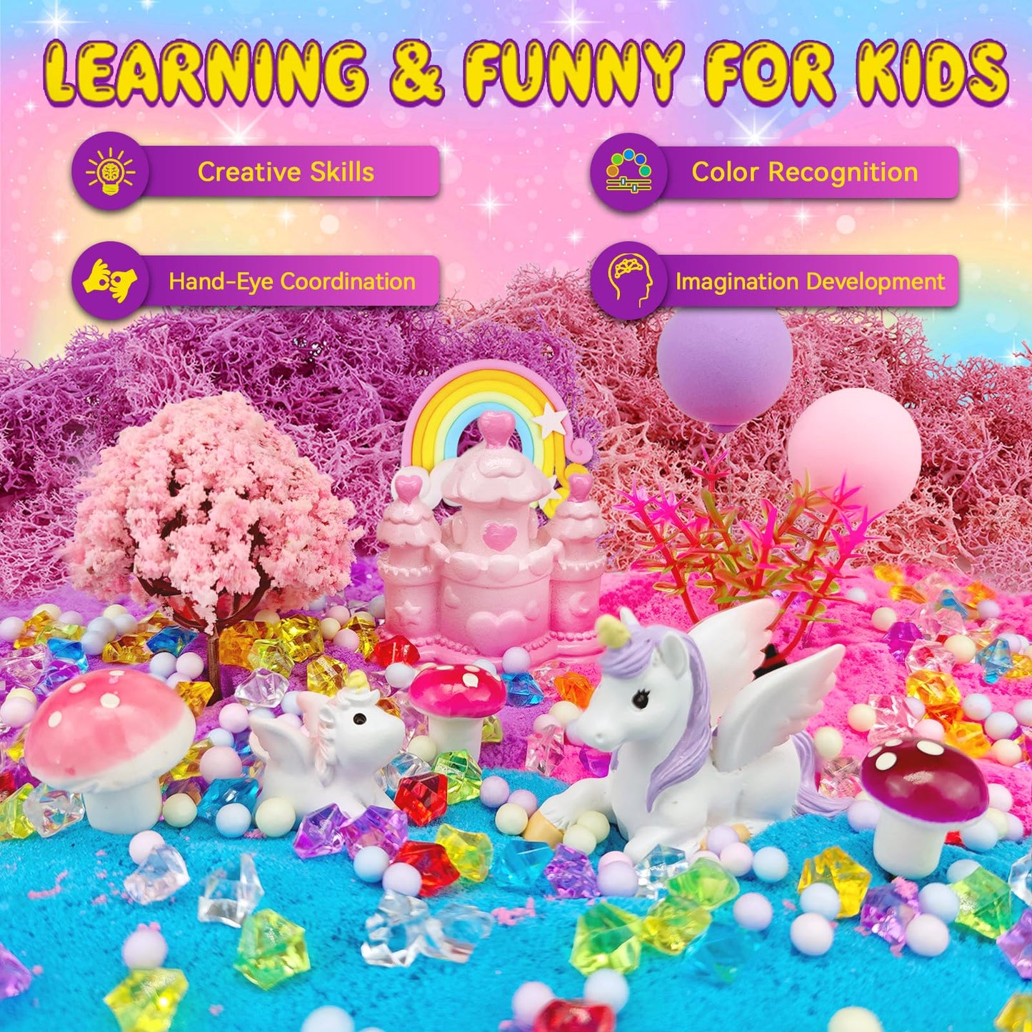 7july Unicorn Terrarium Crafts Kit for Kids-LED Night Light Up & Remote Unicorn Birthday Gifts Toys for Girls Ages5 6 7 8 9 10 Year Old-Christmas