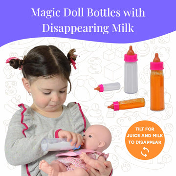 The New York Doll Collection Baby Doll Accessories, Doll Magic Bottles & Doll Feeding Set