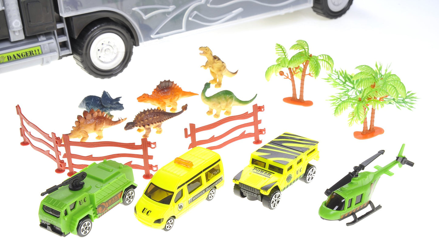 PowerTRC Dinosaur Transport Truck Carrier | Dino Playset | Great for Kids Ages 3+ Boys and Girls | Perfect Present for Birthdays, Parties, and School