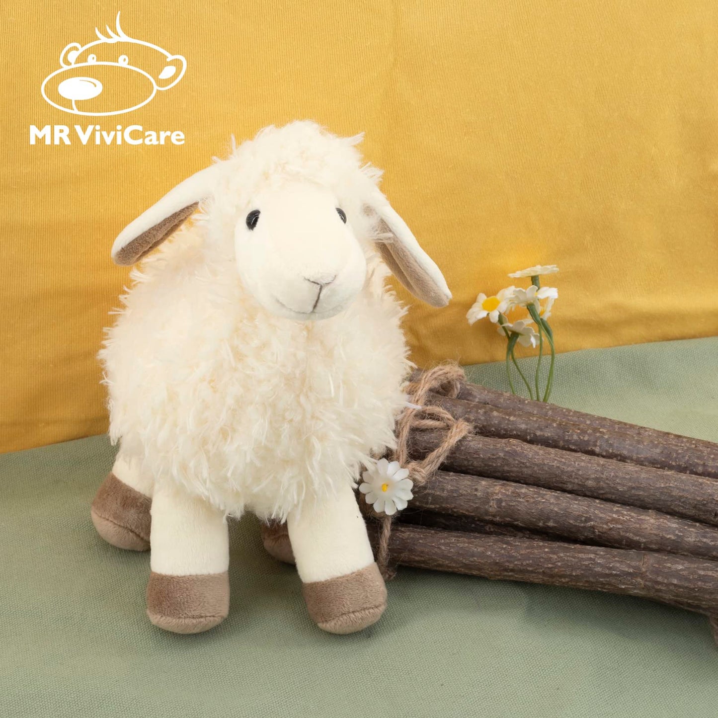 MR ViviCare 8.5" White/Cream Sheep Stuffed Animals for Boys and Girls,Soft and Adorable Lamb Plush Toys for Newborn Babies,Great Gifts on