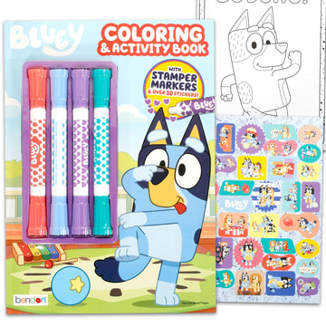 Bluey Coloring Book Super Set for Kids - Activity Book with Coloring Pages, Games, Stampers, Stickers, More | Bluey Coloring Bundle for Girls, Boys