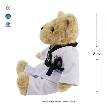 Houwsbaby Taekwondo Teddy Bear Stuffed Animal Karate Bear Martial Arts Plush Toy Adorable Gifts for Taekwondo Kids Black Belt Presents for Girls
