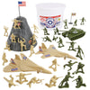 TimMee Bucket of Army Men - OD Green vs. Tan 54pc Soldier Playset - Made in USA