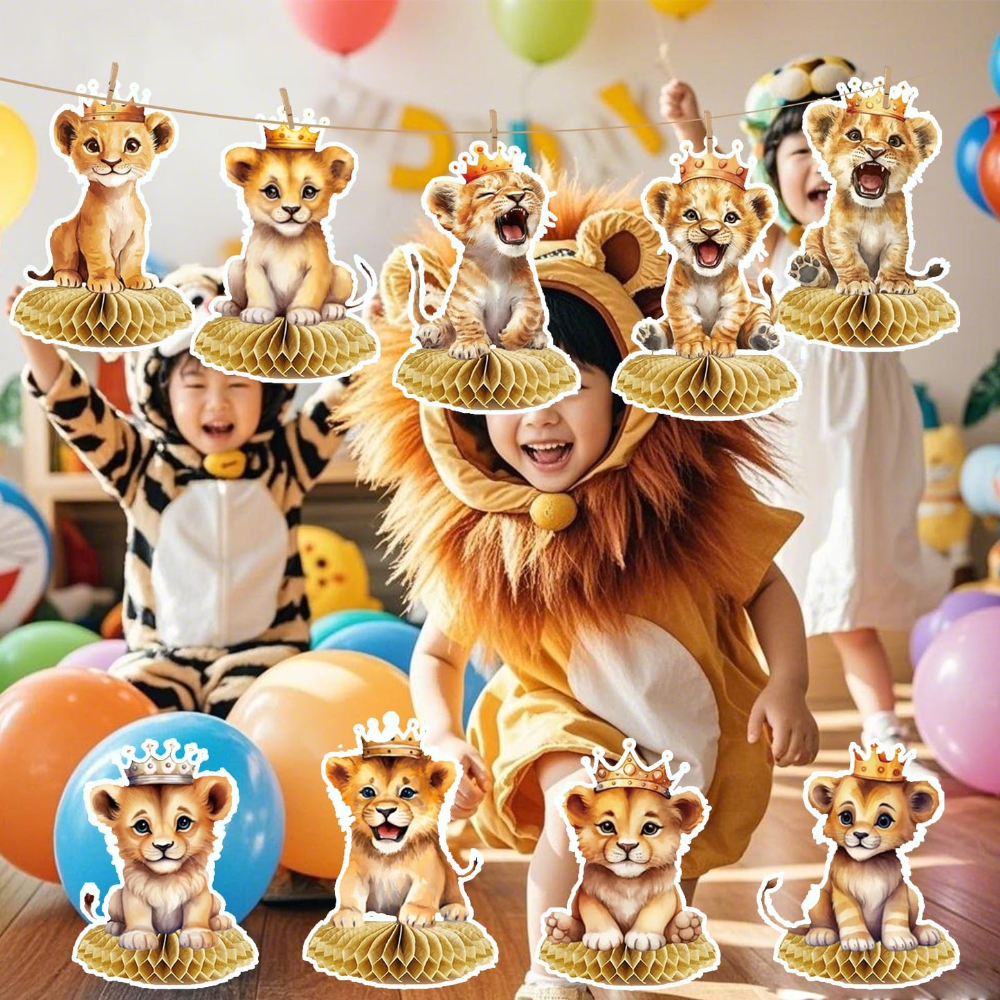 Lion Baby Shower Decorations? Lion Birthday Party Decorations Honeycomb Centerpieces Safari Centerpieces for Tables for Boy Girls Birthday Party