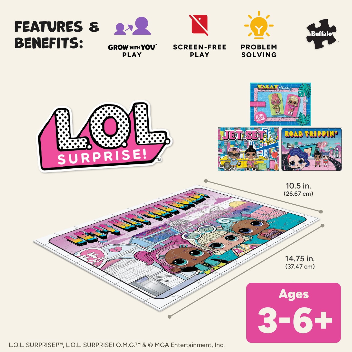 Buffalo Games - LOL - 4 X 1 Kids Multipack - LOL Travel - Multi Piece Jigsaw Puzzle for Adults -Challenging Puzzle Perfect for Game Nights - Finished