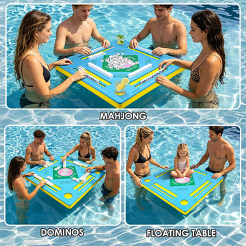 Luldesce Floating Mahjong Table for Pool Double-Sided 32.5"x32.5"