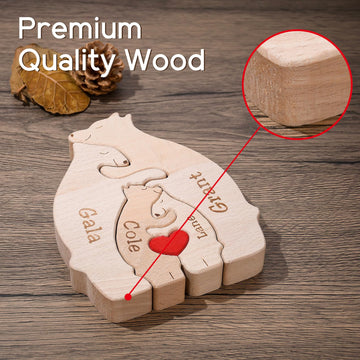 Personalized Wooden Bear Family Puzzle with Names, Custom Puzzles