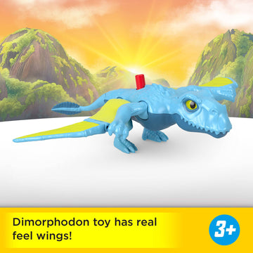 Fisher-Price Imaginext Jurassic World Dinosaur Action Figure with Kid-Activated Wing Motion, Approx 7.5-inch Dimorphodon Dino Toy