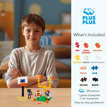 PLUS PLUS Learn to Build Sports, 380 Pieces - Interlocking Mini Building Blocks, 3D Puzzle Stem Toy for Kids