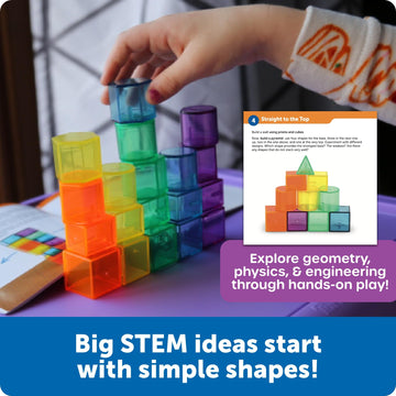 Learning Resources STEM Explorers GeoShape Challenge - 3D Geometry School Shapes, Montessor Math Manipulatives, Critical Thinking, STEM Homeschool,