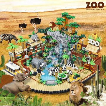 Zoo Building Model Set, 4800 Pcs Desert Zoo Micro Building Toys, Creative Zoological Park Model Set, Micro Particle Modular Building House, Gift