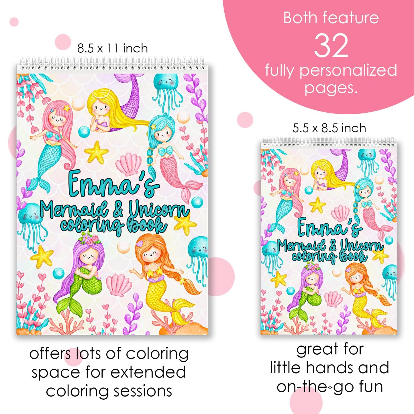 COACO Personalized Coloring Books for Kids, Custom Name on Every Page (32 Pages), Screen-Free Travel Activity for Toddlers, Great Birthday Gift