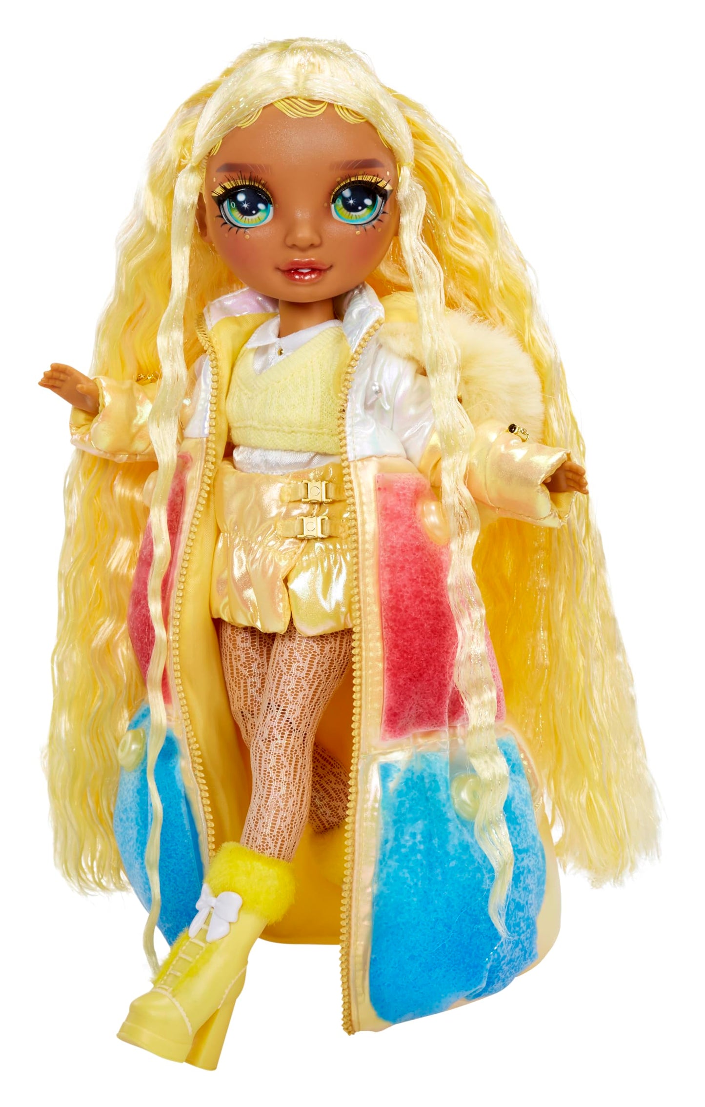 Rainbow High Winter Wonderland Sunny - Yellow 11” Fashion Doll with Magic Snow Hidden in Fashion That Puffs Up with Water, and Snowman Kit, for Kids