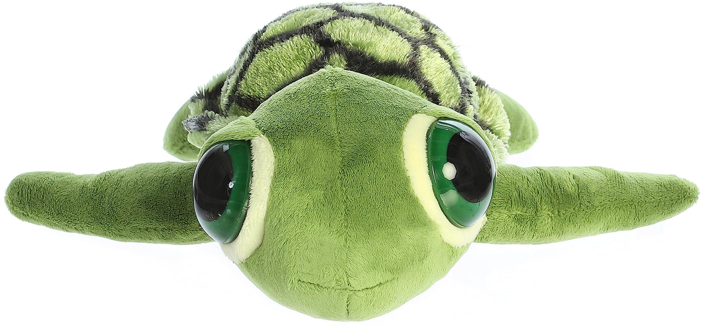 Aurora® Enchanting Dreamy Eyes™ Slide Sea Turtle Stuffed Animal - Captivating Gaze - Aesthetic Appeal - Green 11 Inches